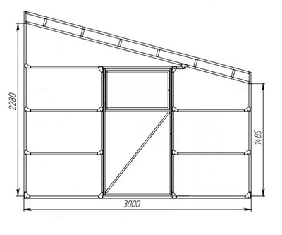 Теплица Пристенная-Прямая 3 х 8 метров 3128