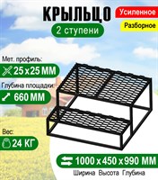 Крыльцо к дому 2 ступени с площадкой и решеткой 2995